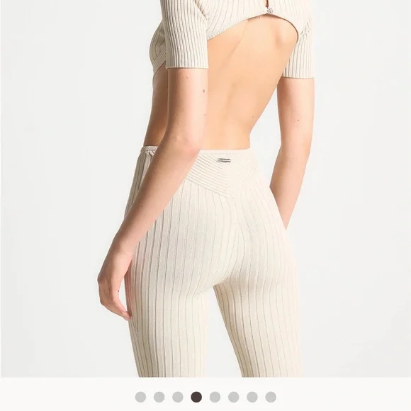 Maniere De Voir Cream Halter Jumpsuit with Cut-Out Details - Picture 2 of 6